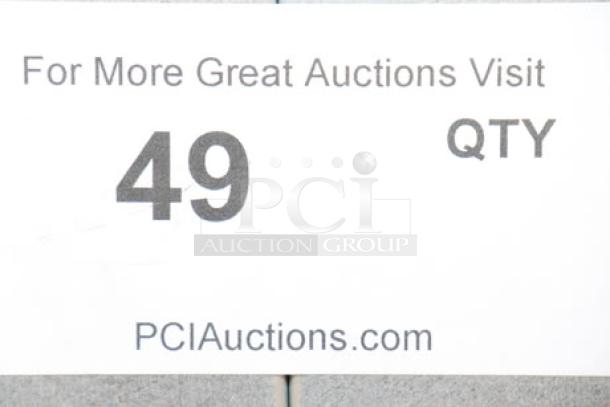 White auction label showing "For More Great Auctions Visit PCI Auctions.com," with "49 QTY" emphasized.