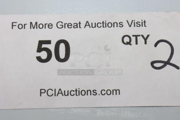 Label displaying auction lot information for Scotsman HID525AB-1A ice machine, item 50, quantity 2, from PCIAuctions.com.