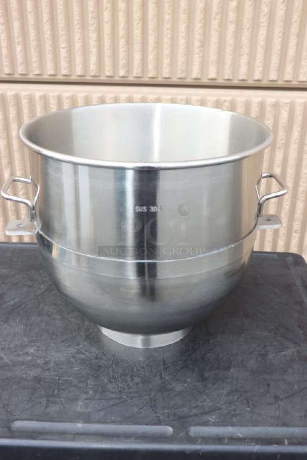 Brand new Avantco 177MX40BOWL 40 Qt. mixing bowl, 304 stainless steel, unboxed, minor scratches, sturdy handles.