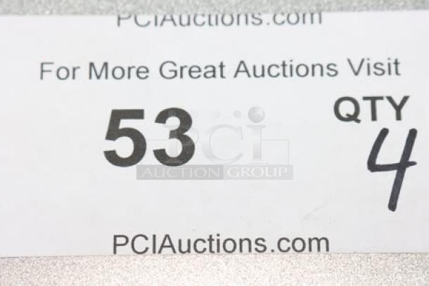 Alt text: Auction lot label showing item number 53 with quantity 4 from PCIAuctions.com.