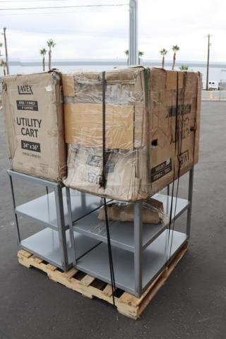Lavex 257FSUC24362 36"x24"x35" steel utility cart; two shelves, scratch-n-dent, fully welded, new condition, on pallet.
