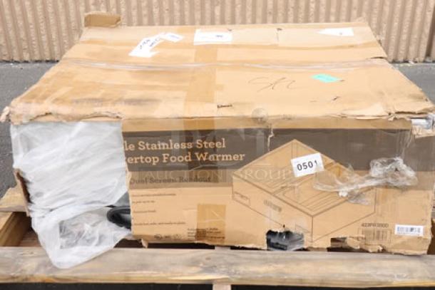 BRAND NEW SCRATCH-N-DENT ServIt FW200D dual well food warmer, damaged packaging. Features digital controls, 120V, 2000W.