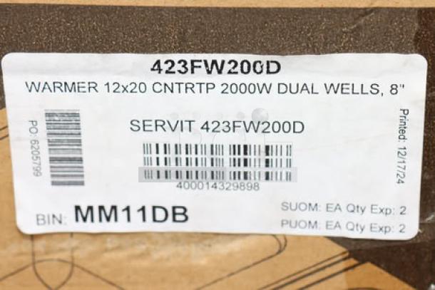 BRAND NEW SCRATCH-N-DENT! ServIt FW200D full-size dual well electric food warmer, 12"x20", 120V, 2000W. Model 423FW200D.