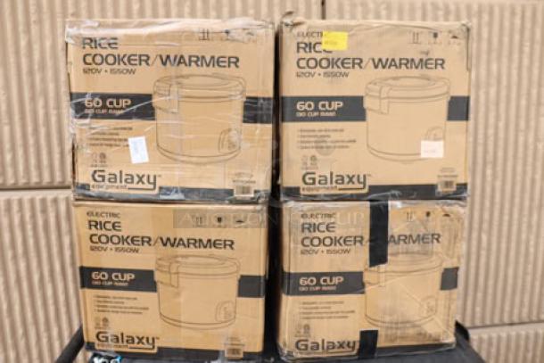 Galaxy 177RCSGB60 60 Cup Electric Rice Cooker, new in damaged original packaging, possible scratches/dents, 120V, 1550W.
