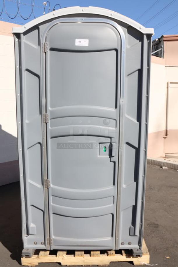 BRAND NEW PolyJohn PJN3-1005 pewter portable restroom, translucent top, assembled, out of packaging.