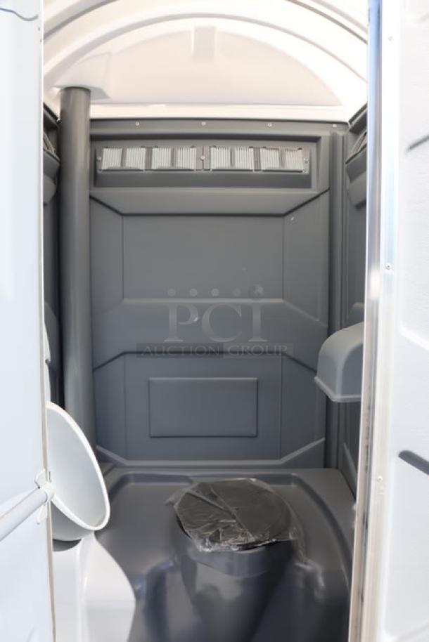 BRAND NEW PolyJohn PJN3-1005 Pewter Portable Restroom with translucent top, assembled, out of original packaging.