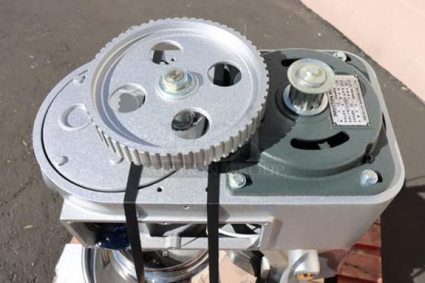 BRAND NEW-PARTS! Vollrath 40757 20 Qt. Planetary Stand Mixer with visible damage; features 1/2 hp motor, guard, and accessories.