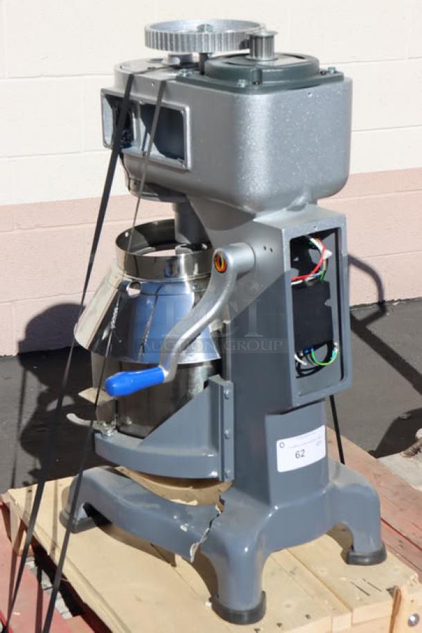 Vollrath 40757 20 Qt. planetary stand mixer; damaged condition, visible wiring, includes stainless bowl and accessories, 1/2 hp, 120V.