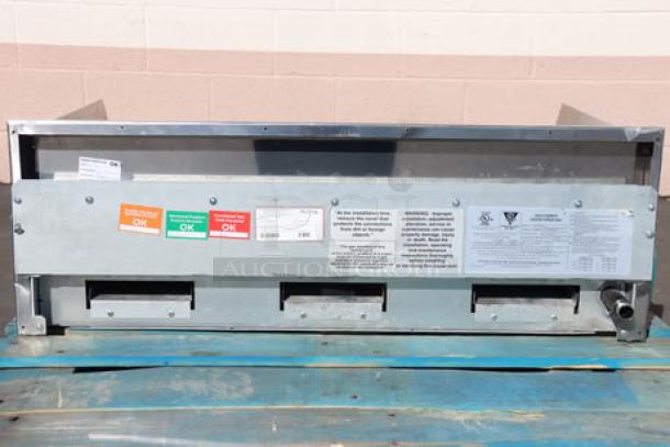 Avantco Chef Series CAG-36-TG 36" gas griddle, 105,000 BTU, new, missing knob, serial number 1375443000002, labels visible.