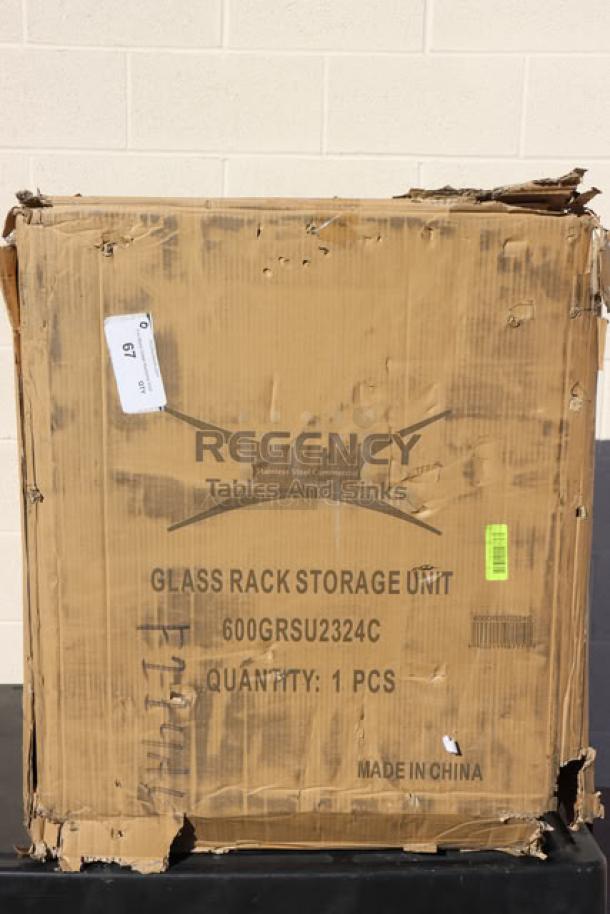 Regency 600GRSU2324C Stainless Steel Glass Rack Storage Unit in box, scratch-n-dent, 23"x24", corrugated top, new.