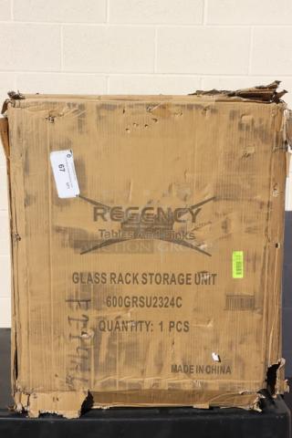 Regency 600GRSU2324C Stainless Steel Glass Rack Storage Unit in box, scratch-n-dent, 23"x24", corrugated top, new.