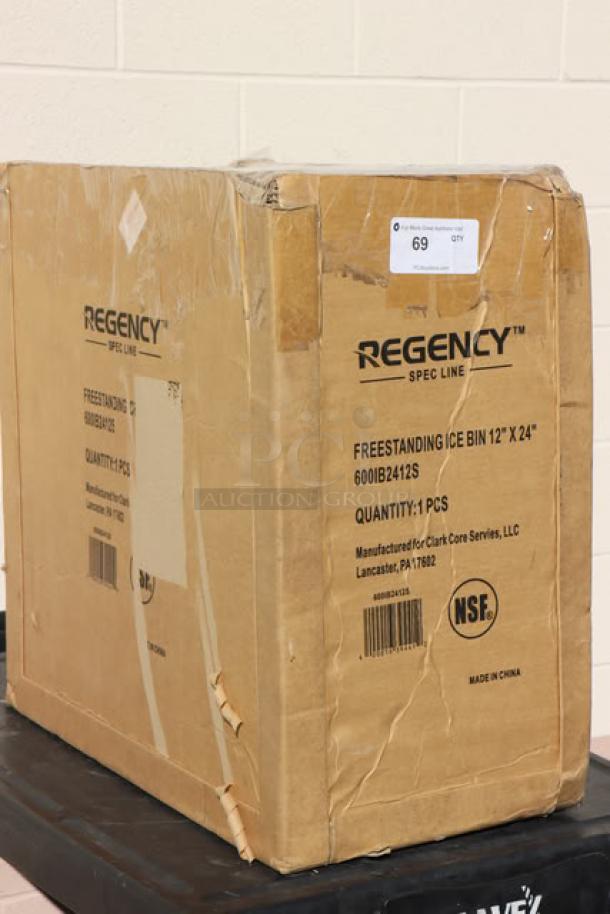 Regency Spec Line 24"x12" underbar ice bin box, scratches on corners, model 600IB2412S, NSF certified, capacity 35 lbs.