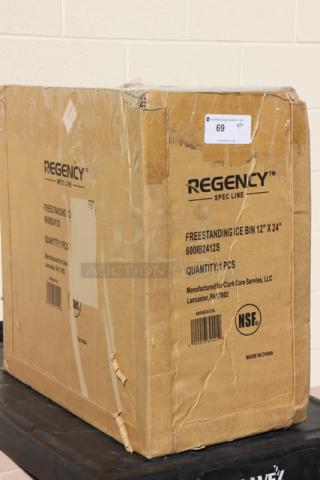 Regency Spec Line 24"x12" underbar ice bin box, scratches on corners, model 600IB2412S, NSF certified, capacity 35 lbs.
