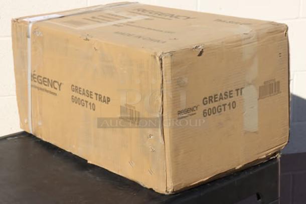 Regency 20 lb. 10 GPM Grease Trap, model 600GT10, original packaging damaged, may have scratches and dents.