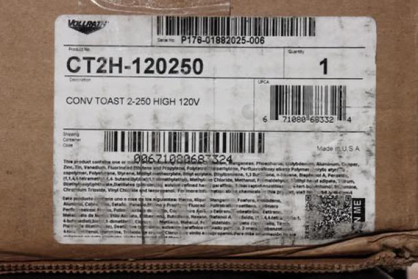 BRAND NEW SCRATCH-N-DENT Vollrath CT2H-120250 Conveyor Toaster, 2 1/2" opening, 120V, 1600W, damaged packaging, scratches, dents.