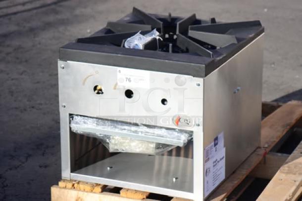 Brand new Cooking Performance Group CPG-SP-18-L stock pot range, 80,000 BTU, liquid propane, minor cosmetic damage.