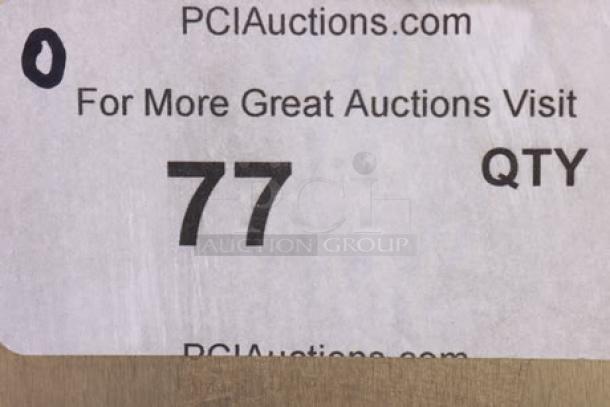 Sticker with text: "PCIAuctions.com, For More Great Auctions Visit, 77 QTY."