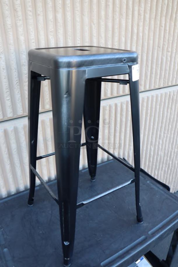 Brand new Lancaster 164BNBKLSBLK Alloy Onyx Black backless barstool, minor scratches and dents, out of packaging.