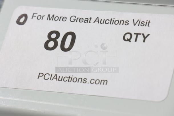 Label with text "For More Great Auctions Visit PCIauctions.com" and "80 QTY."