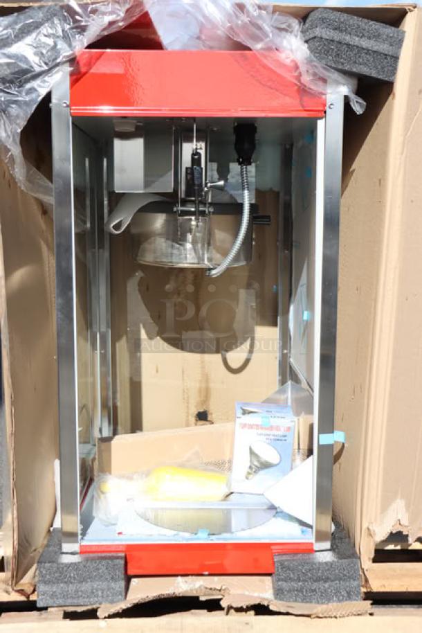 Brand new Paragon 1112810 Classic Pop 14 oz. popcorn machine, 120V, 1900W, 15 Amps, broken glass pane, SN: 1-325.