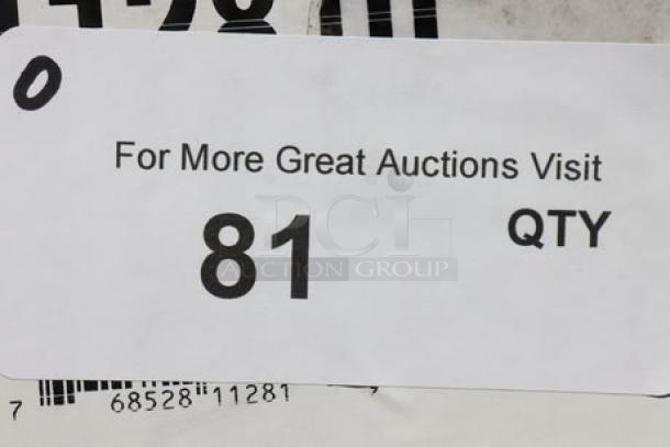 A label showing auction information with a quantity number, "81," and barcode.