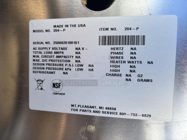 BRAND NEW Delfield 204P Drop-In Water Station with Ice Storage, Model 204P. Minor scratches/dents. S/N: 2508820100161.