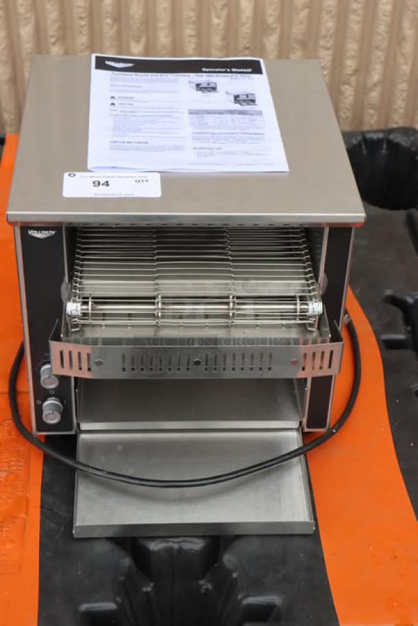 Vollrath CT2H-120250 JT1H conveyor toaster, brand new scratch-n-dent, 2 1/2" opening, 120V, 1600W, includes manual.