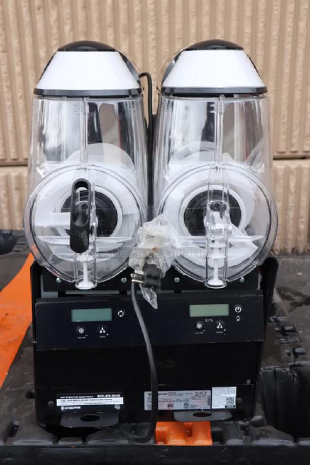 Brand new Stoelting SCBF128-37 double 2.6-gallon frozen beverage machine, 115V, out of packaging, dual containers.