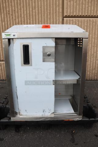 Regency 600WCS1524 24" stainless steel wall cabinet with sliding doors, brand new, minor scratches and dents visible.