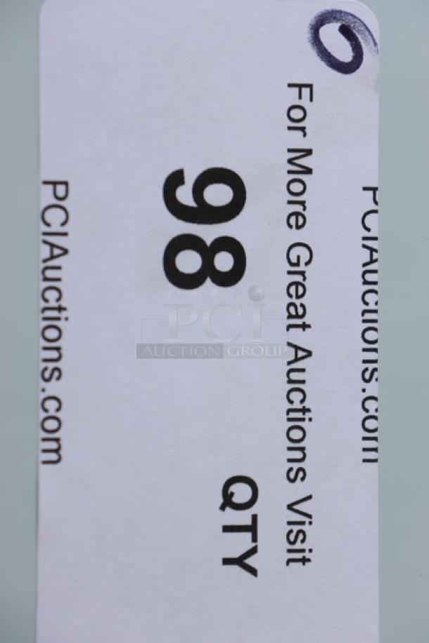 Auction label with "98 QTY" and website PCIauctions.com printed.