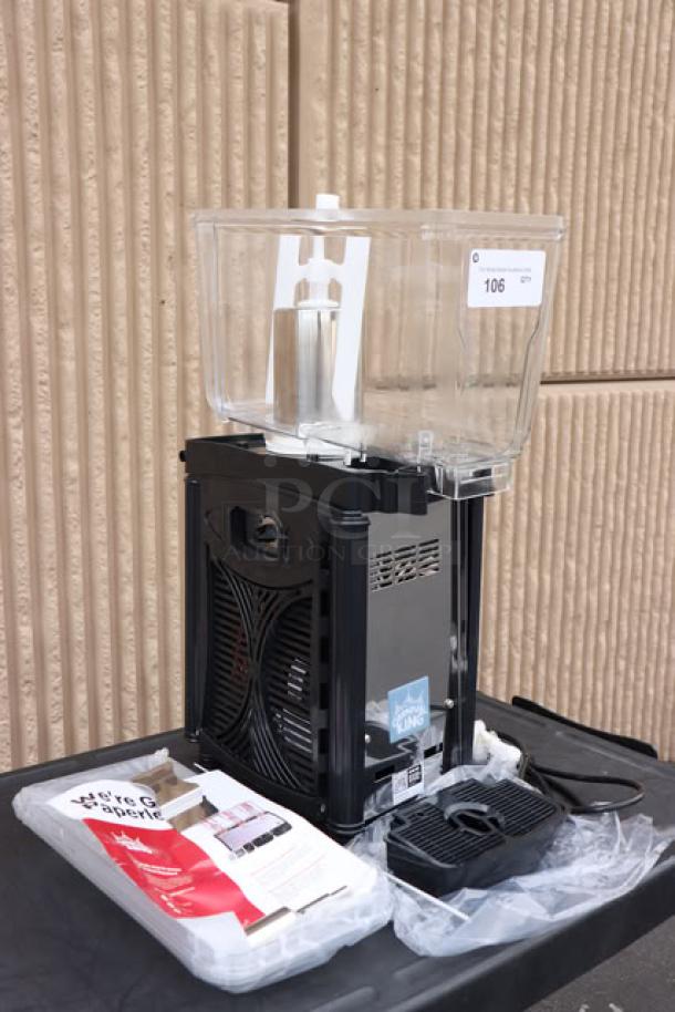 Brand new Carnival King RBD3G1 single 3-gallon beverage dispenser, scratch-n-dent condition. 120V, includes instruction manual.