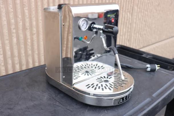 BRAND NEW Astra STS1300 Pro semi-automatic pourover steamer, stainless steel finish, features milk and beverage frother, 110V.