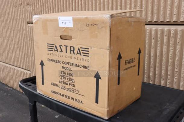 BRAND NEW Astra STS1300 Pro Semi-Automatic Steamer in box. Model and serial tags visible. Handcrafted in USA.