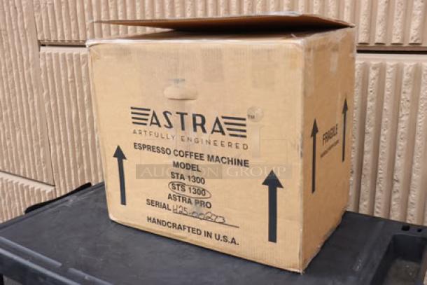 BRAND NEW Astra STS1300 Pro Semi-Automatic Pourover Steamer in box, 110V. Box marked with model, serial, handcrafted in USA.