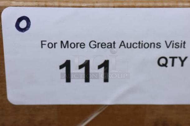 A box with a label marked "For More Great Auctions Visit," quantity 111.