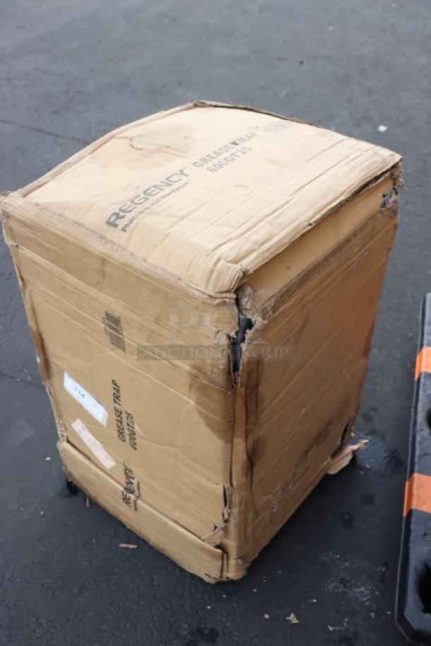 BRAND NEW Regency 600GT25 50 lb. 25 GPM Grease Trap in damaged packaging, possible scratches and dents, PDI Certified.