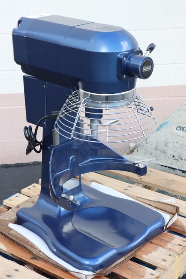 Waring Luna WSM20LT 20 Qt. Planetary Stand Mixer, blue, brand new, with guard and timer, 120V, 1 hp, serial 24010202799.