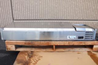 Brand new Avantco CPT-54 countertop refrigerated prep rail, 54", stainless steel, 115V, scratch-n-dent, on a pallet.