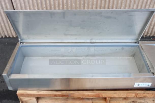 Brand new Avantco CPT-54 refrigerated prep rail, 54", scratch-n-dent model, 115V, 1.3A, stainless steel exterior.