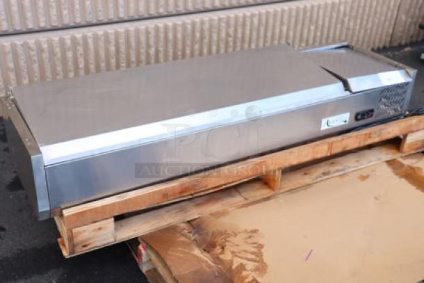 Avantco CPT-54 refrigerated prep rail, stainless steel, 54", scratch-n-dent, 115V, 1.3A, 1 phase, on pallet.