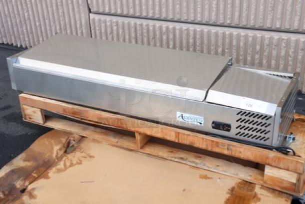 Avantco CPT-54 countertop refrigerated prep rail, 54", stainless steel, new scratch-n-dent, model CPT-54 on pallet.
