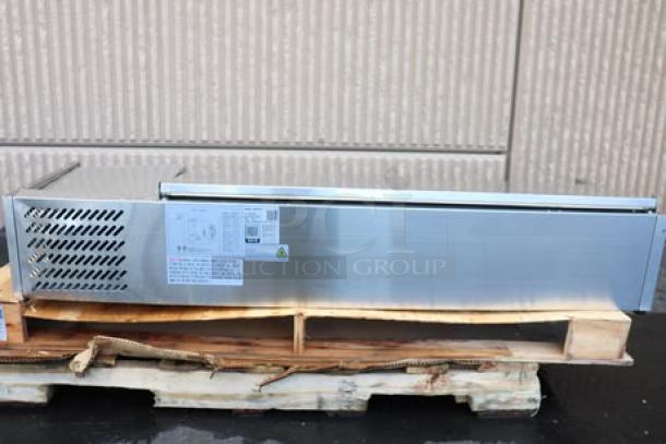 Avantco CPT-54 54" countertop refrigerated prep rail, brand new, scratch-n-dent condition, 115V, 1.3A, on wooden pallet.
