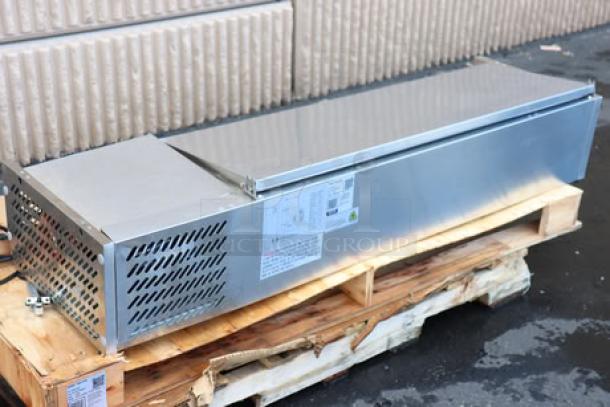 Brand new Avantco CPT-54 countertop refrigerated prep rail, stainless steel, scratch-n-dent, with visible model label.