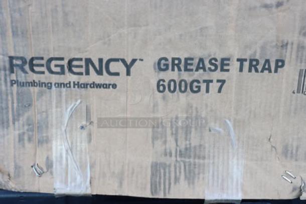 Regency 600GT7 grease trap, 14 lb., 7 GPM, PDI certified, with damaged packaging; potential scratches/dents.