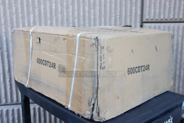 Regency 16 Gauge 2' Clean Dish Table, Model 600CDT24R, original packaging damaged; potential scratches or dents.