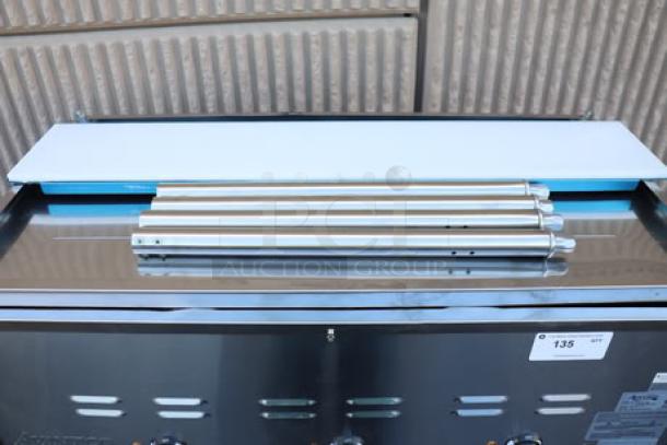 Brand new Avantco STE-3S three pan electric steam table, 120V, 1500W, with undershelf. Visible tag: Serial# CK-240637R-082.