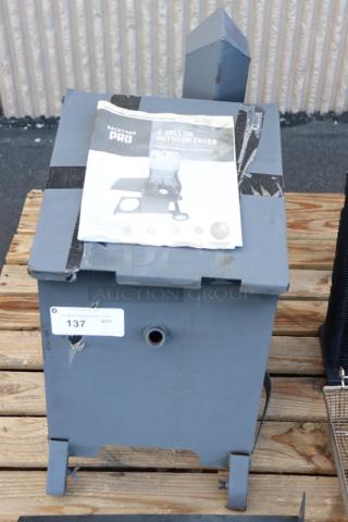 Backyard Pro BPM4G 4 Gallon Steel Liquid Propane Outdoor Deep Fryer, new condition, comes with manual and mobile stand.