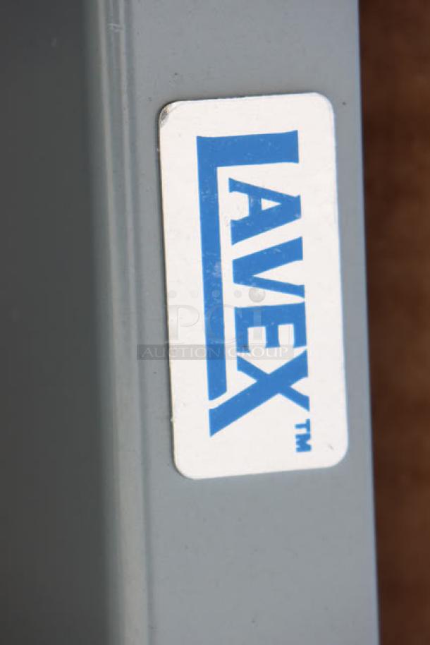 Lavex steel cart label in blue text. Item is part of a scratch-and-dent auction set, out of original packaging.