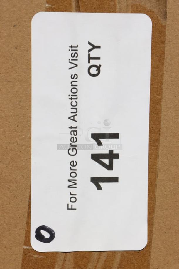 Label on box with text "For More Great Auctions Visit QTY 141." Box shows signs of wear.
