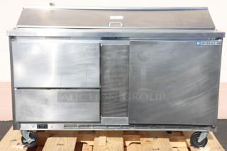 Beverage-Air SPED60HC-16-2 60" refrigerated sandwich prep table, brand new, stainless steel, 1 door, 2 drawers, 115V.